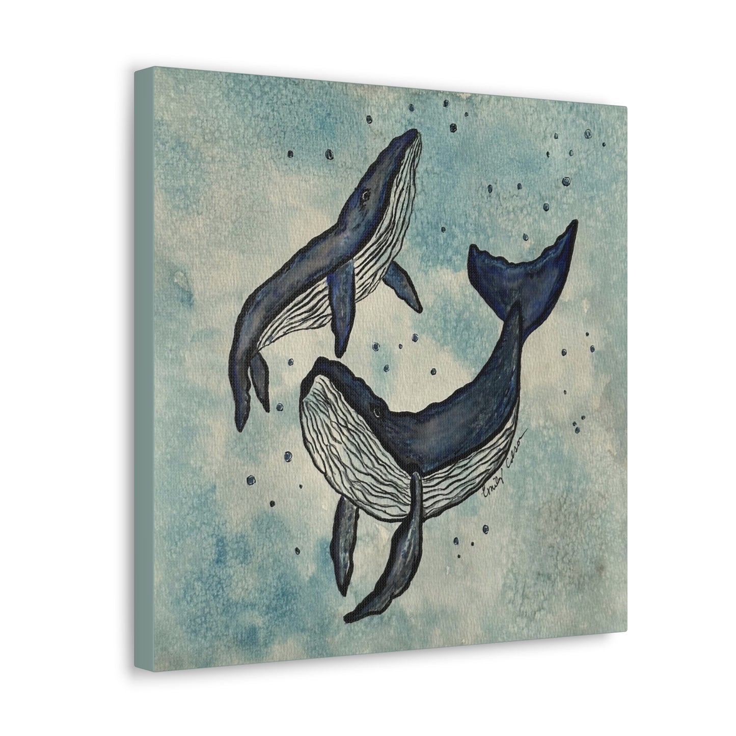Whale Art Canvas Print - Ocean Blue Wall Decor for Marine Life Lovers