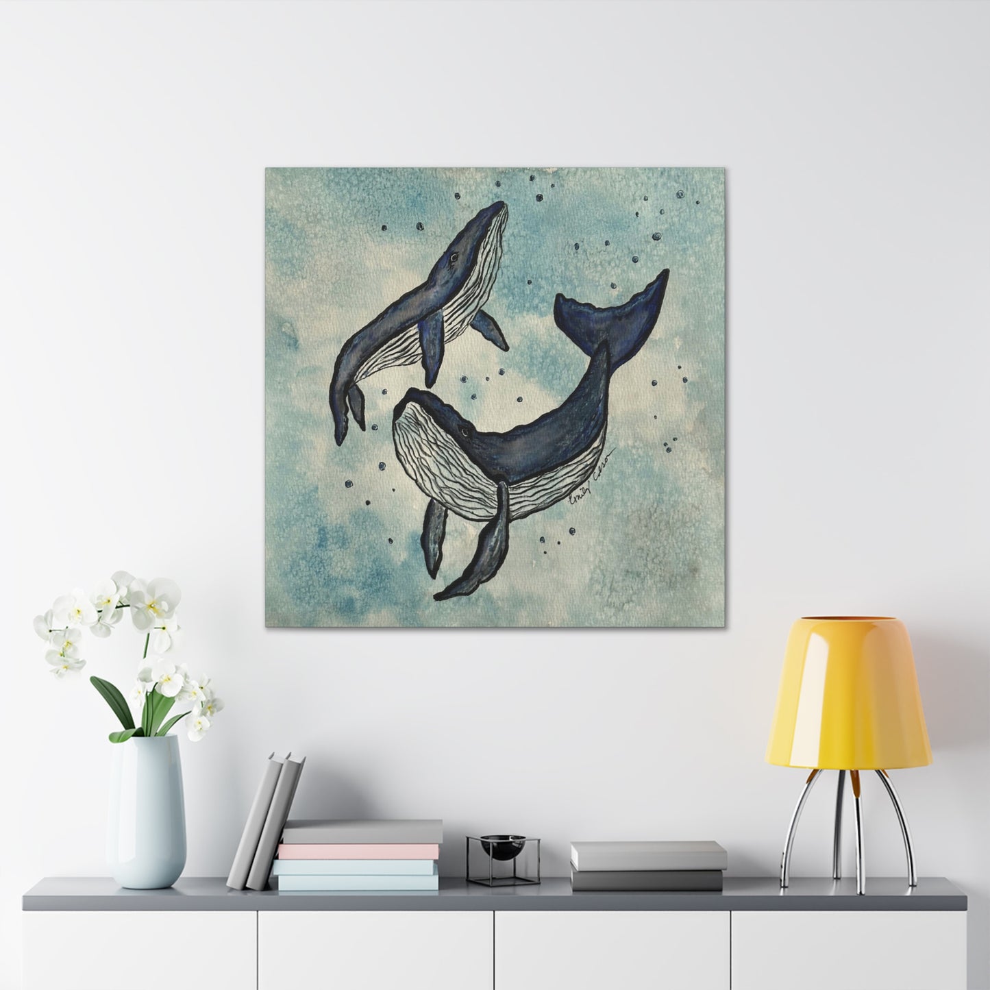 Whale Art Canvas Print - Ocean Blue Wall Decor for Marine Life Lovers