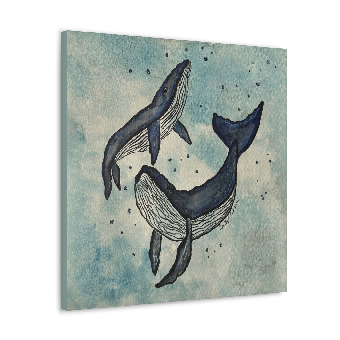 Whale Art Canvas Print - Ocean Blue Wall Decor for Marine Life Lovers