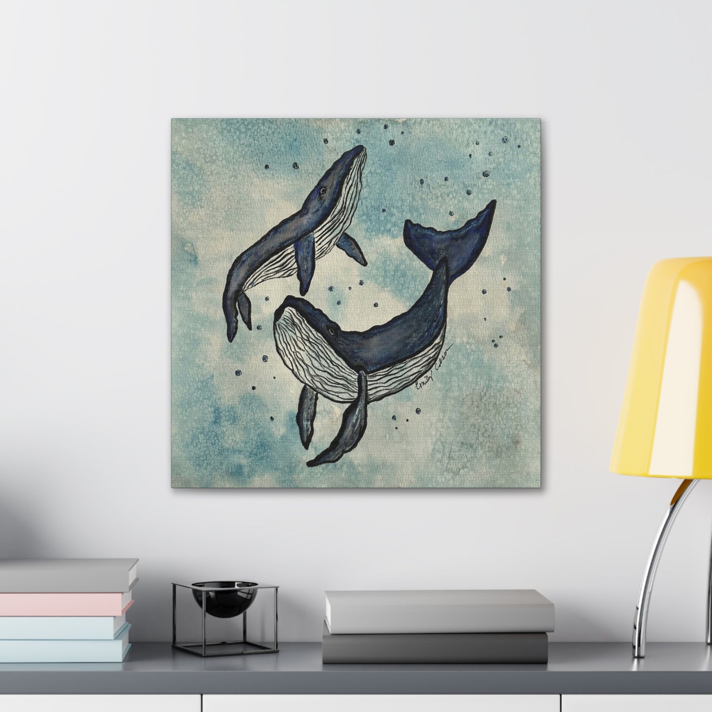 Whale Art Canvas Print - Ocean Blue Wall Decor for Marine Life Lovers