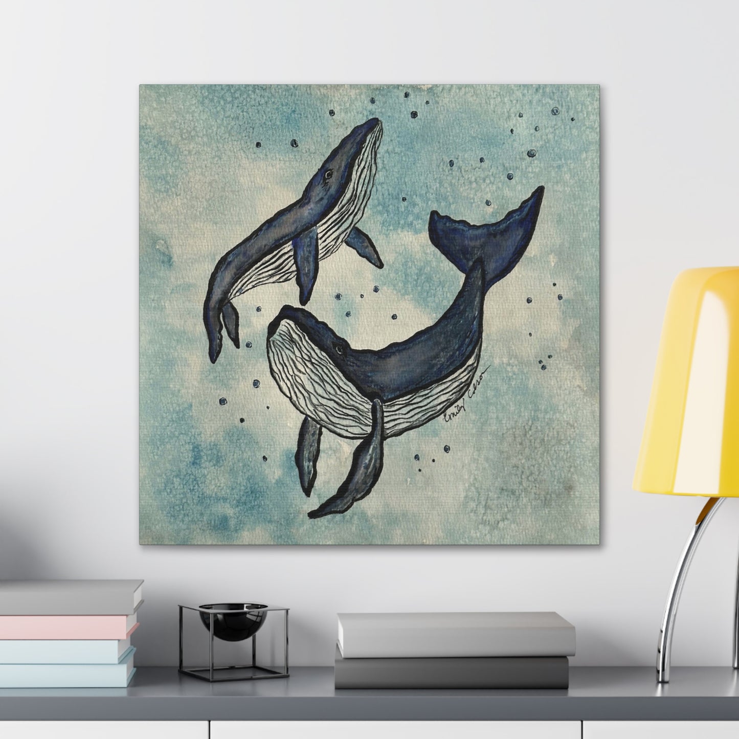 Whale Art Canvas Print - Ocean Blue Wall Decor for Marine Life Lovers
