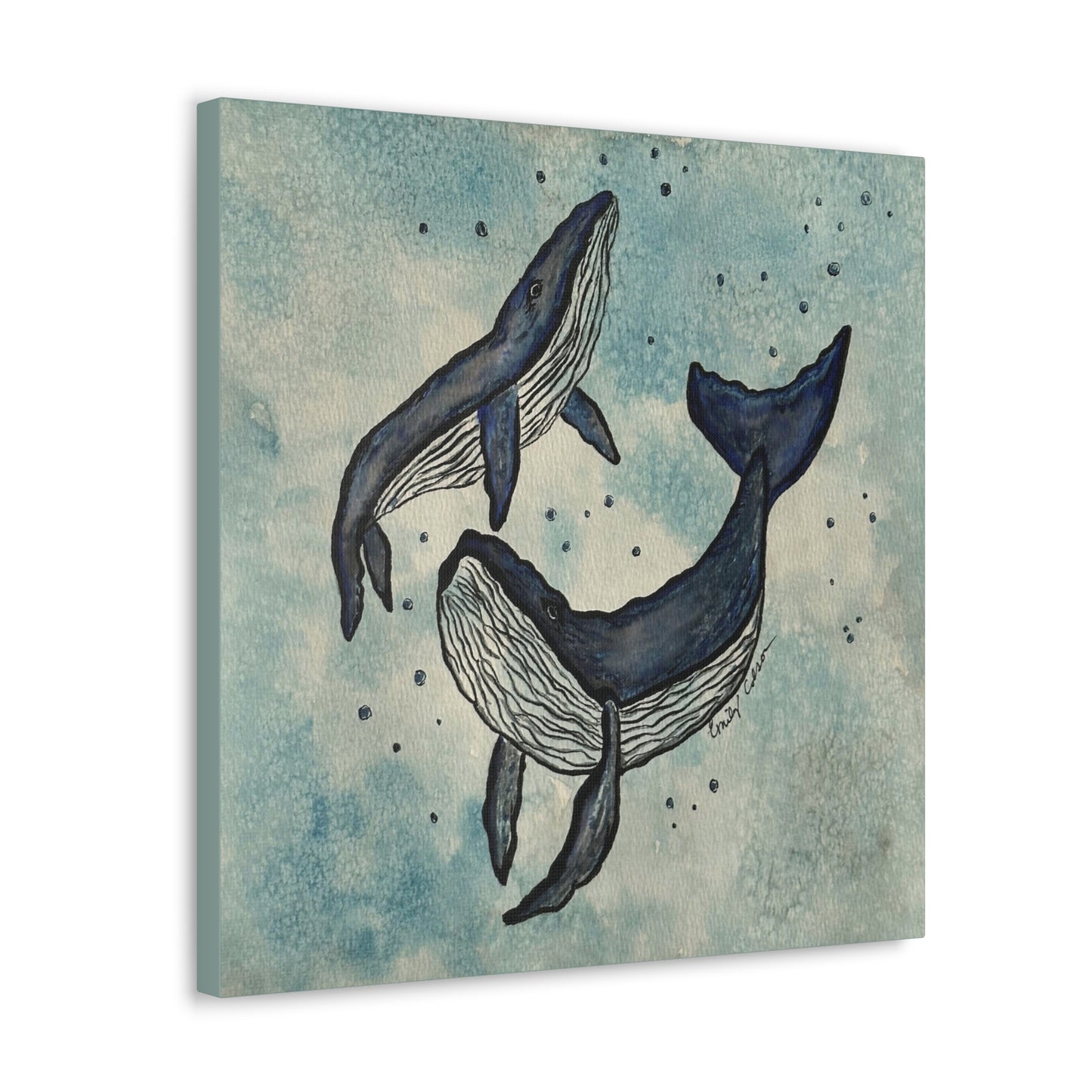 Whale Art Canvas Print - Ocean Blue Wall Decor for Marine Life Lovers