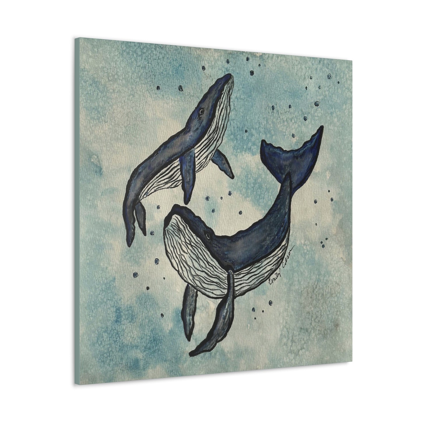 Whale Art Canvas Print - Ocean Blue Wall Decor for Marine Life Lovers