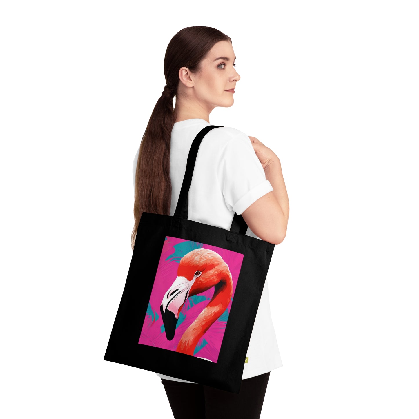 Vibrant Pink Flamingo Organic Cotton Tote Bag