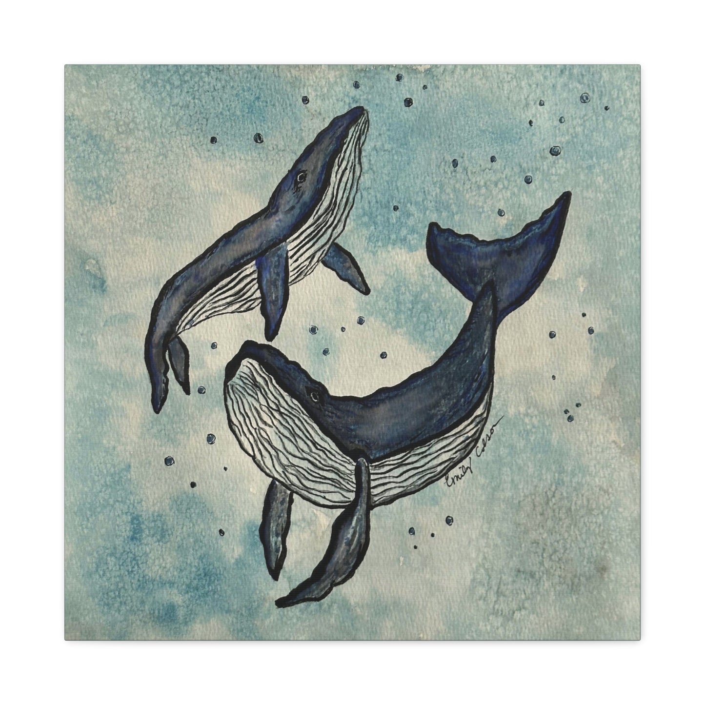 Whale Art Canvas Print - Ocean Blue Wall Decor for Marine Life Lovers