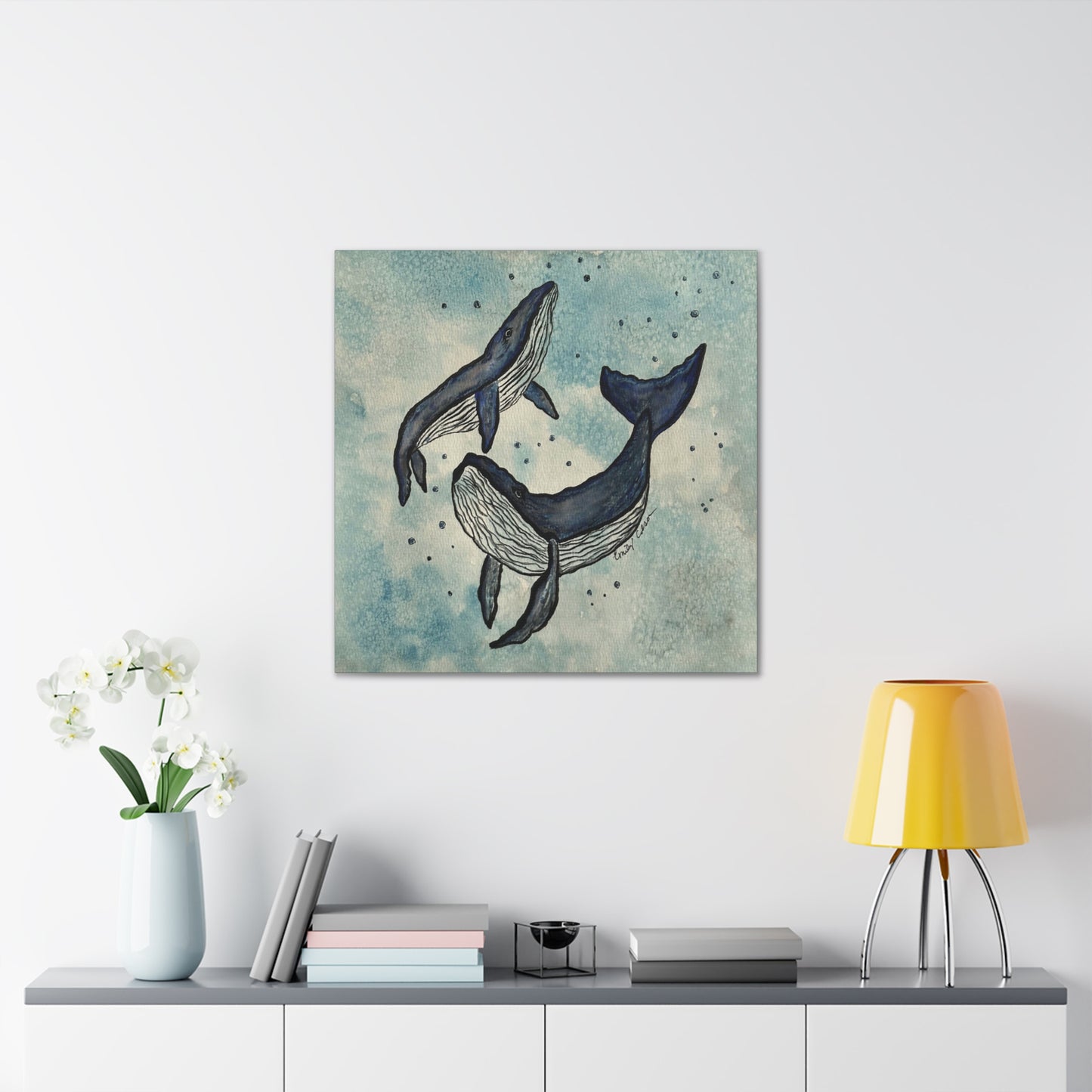 Whale Art Canvas Print - Ocean Blue Wall Decor for Marine Life Lovers