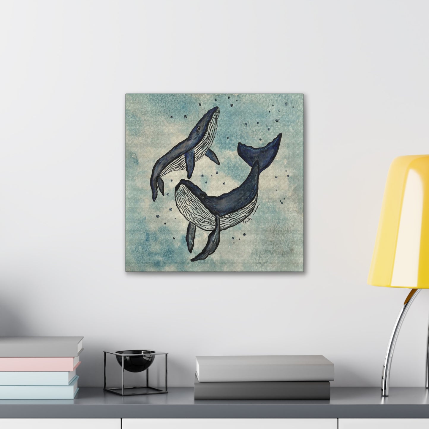 Whale Art Canvas Print - Ocean Blue Wall Decor for Marine Life Lovers