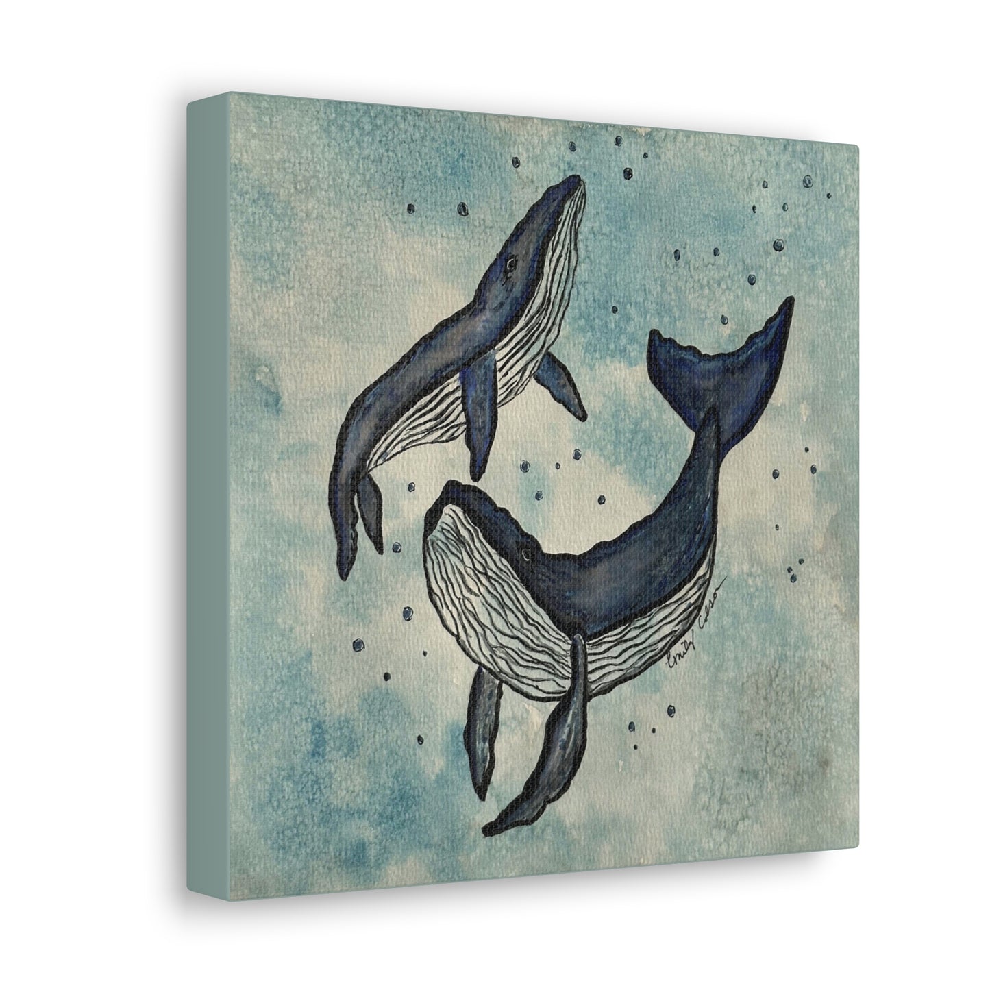 Whale Art Canvas Gallery Wraps - Ocean Blue Wall Decor for Marine Life Lovers