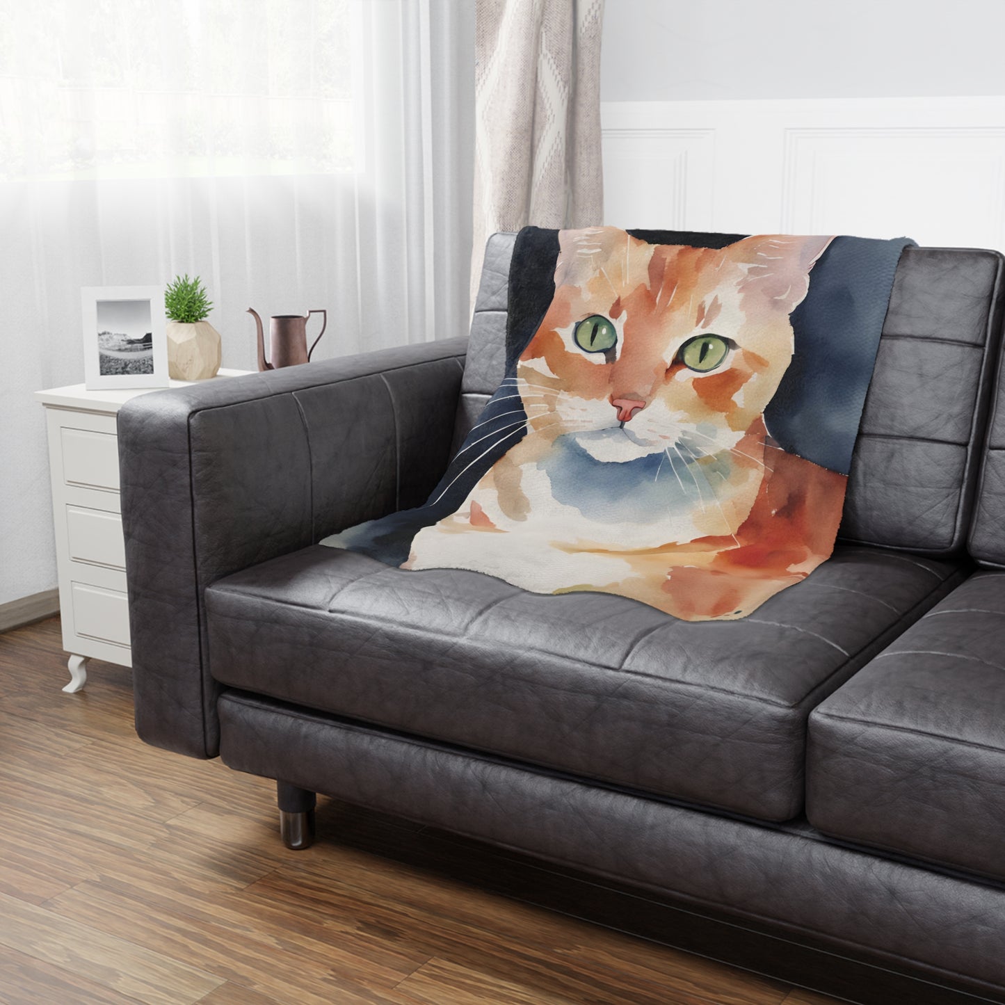 Watercolor Kitty Cat Soft Microfiber Blanket