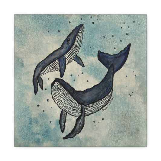 Whale Art Canvas Print - Ocean Blue Wall Decor for Marine Life Lovers