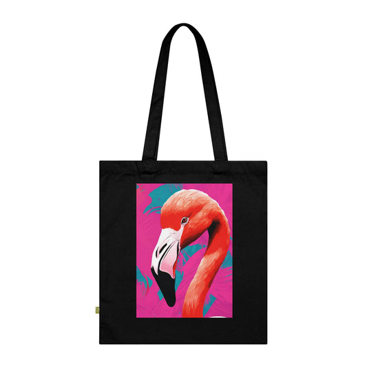 Vibrant Pink Flamingo Organic Cotton Tote Bag