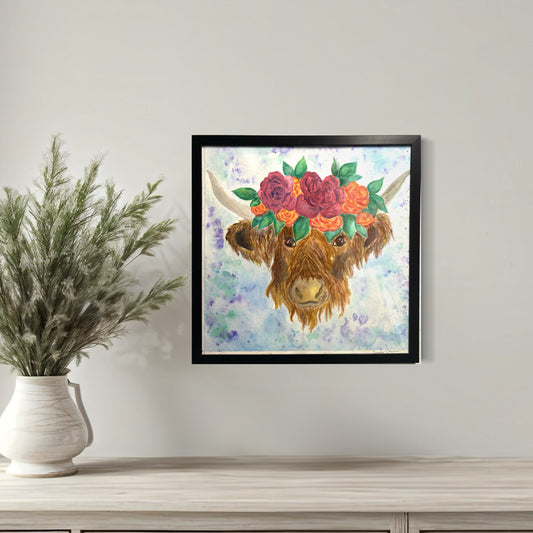 Fleur the Highland Cow Watercolor