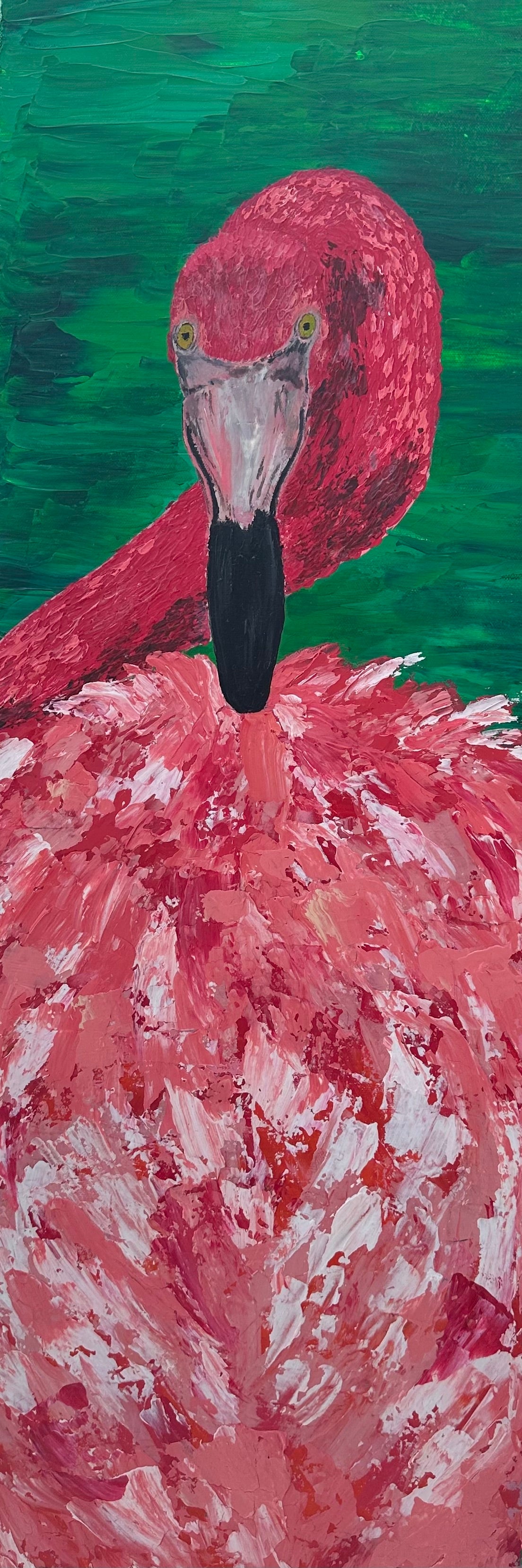 Flamingo Acrylic Painting- Bootie