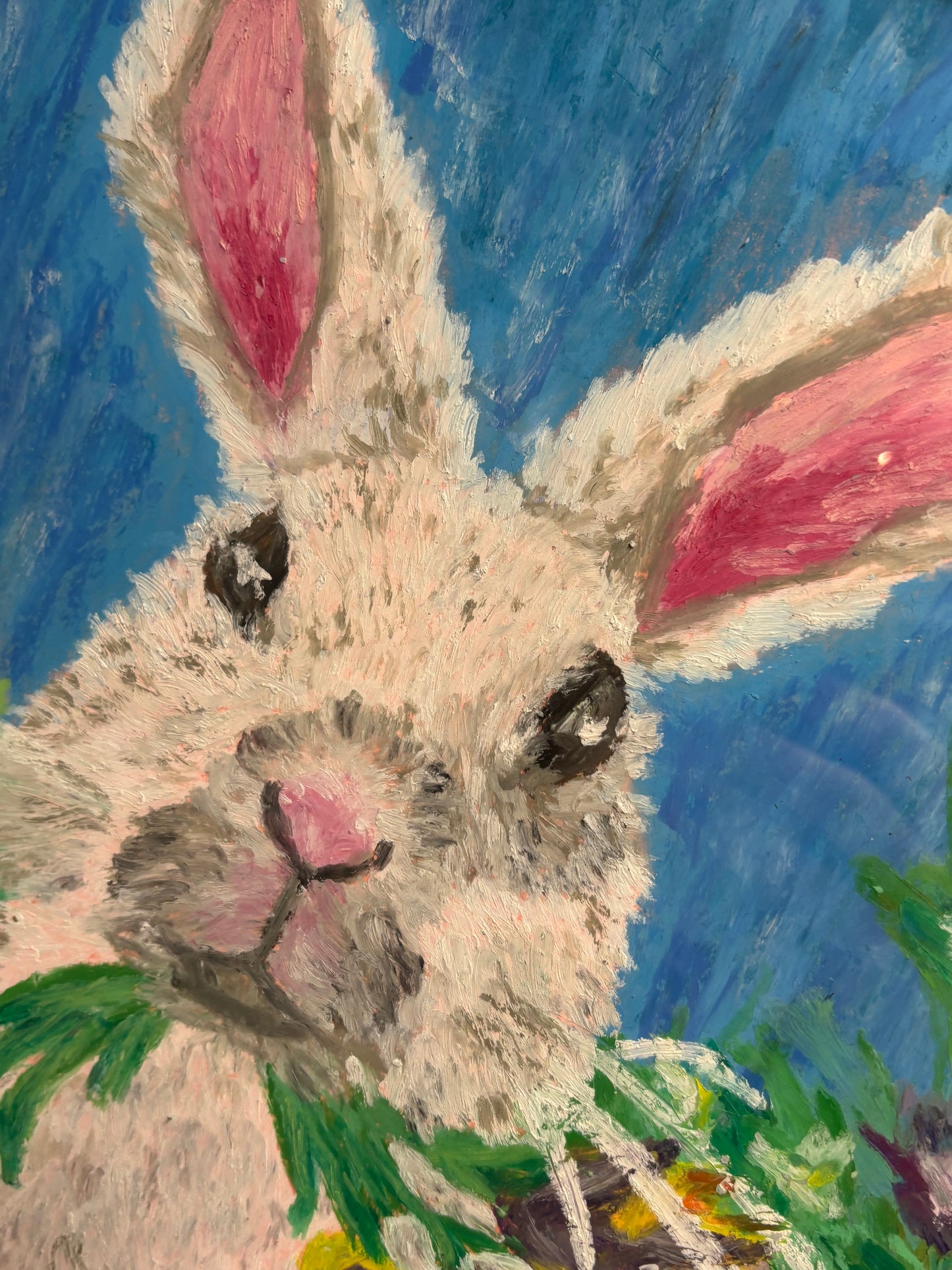 Floof the Bunny Oil Pastel