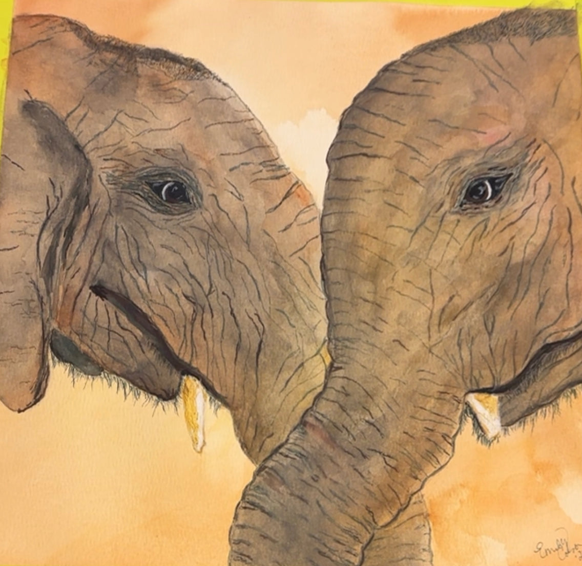 Elephant Love Watercolor- Original