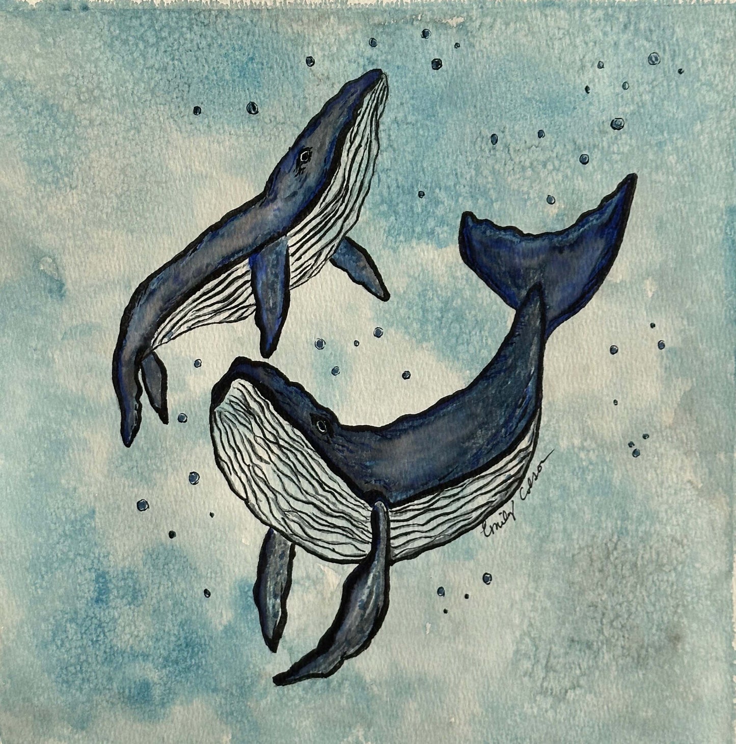 Whale Family, Watercolor - Under The Sea Collection