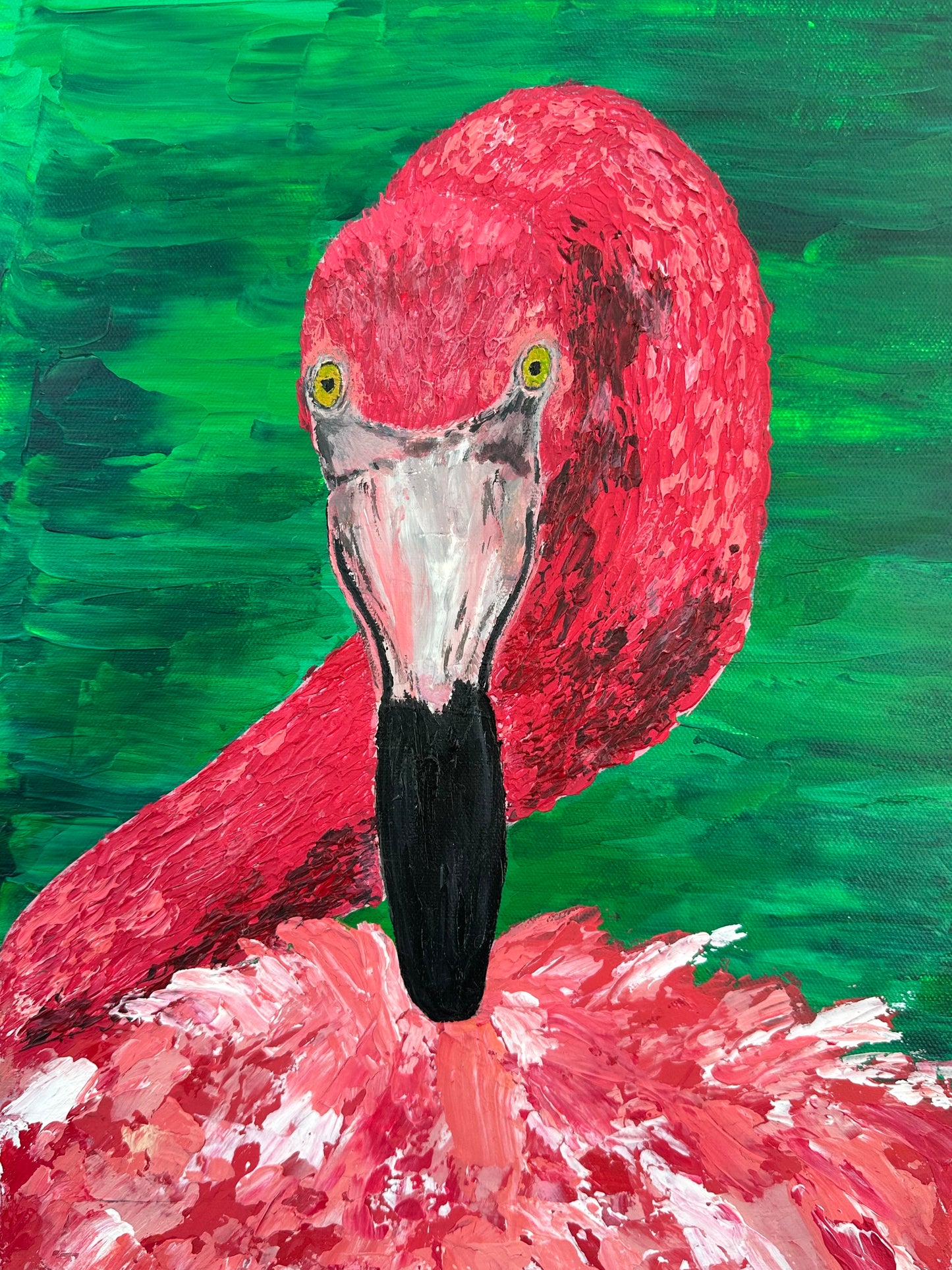 Flamingo Acrylic Painting- Bootie